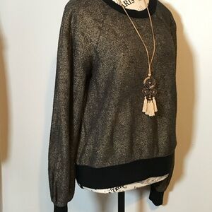 GOLD METALLIC CREW NECK SWEATER PETITE SM by EXPRESS…🎼Get your metal on 🎼